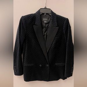 Velvet double breasted blazer - size 8 in dark navy/black